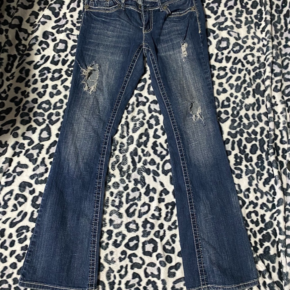 Women's Distressed Blue Jeans